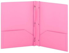 Plastic Folders with Pockets and Prongs Pink - Two Pocket Folder with Brads - 3