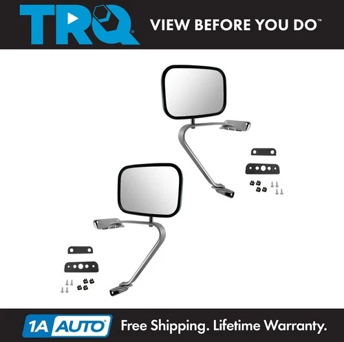 TRQ Side View Manual Mirrors Stainless Steel Pair for Ford Pickup Truck