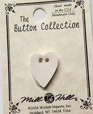 DIY Mill Hill Ceramic Button - Med White Folk Heart