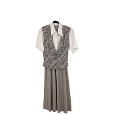 Vintage Scarlett Boho Elasstic Waist Vest Maxi Dress Cottagecore Prairie Hippie