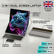 14" Dual Screen Laptop 16GB RAM 1TB SSD Windows 11 2-in-1 Touchscreen Notebook