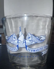COMMEMORATIVE US SUBMARINE FORCE NAVY  1900- 1976 GLASS ICE BUCKET Vintage