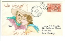 1949 Handpainted Cachet by Betty Jayne Tuttle CCC #11, Art Cover Exchange #132