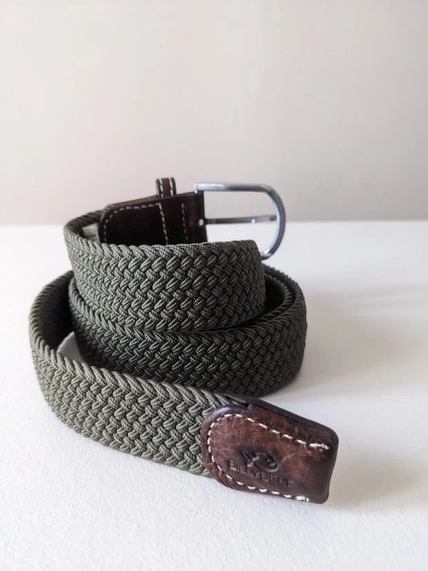 Cadeau de Noël ! Ceinture tressée élastique Billybelt vert kaki, taille 2, NEUVE - Photo 4/4