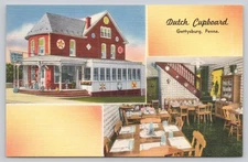 Tichnor Dutch Cupboard Gettysburg PA Linen Era Postcard Unposted