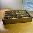 Vintage Wooden Soda Crate Coca Cola Wood Box Coke Yellow Red 24 Bottle Slots