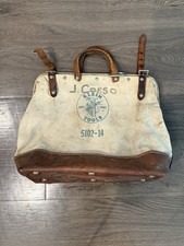 Vintage Klein Tools Canvas Tool Bag Leather B...