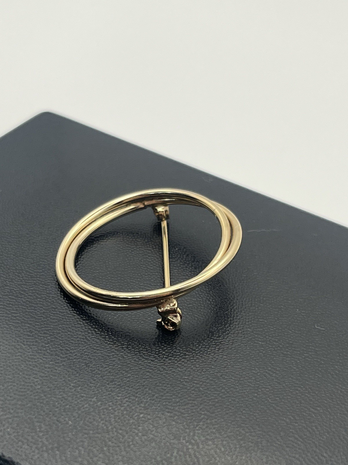 10k gold filled double circle interlocking brooch… - image 7