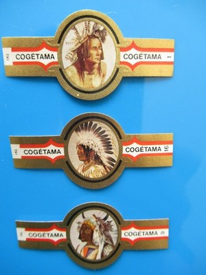 Native Americans  - complete set of 24 vintage cigar bands issued in 1970