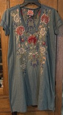 Johnny Was Adeline Green Heavy Embroidered Dress Size Small