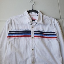 Harmont & Blaine Shirt Mens Large White Long Sleeve Button Up Embroidered Dog
