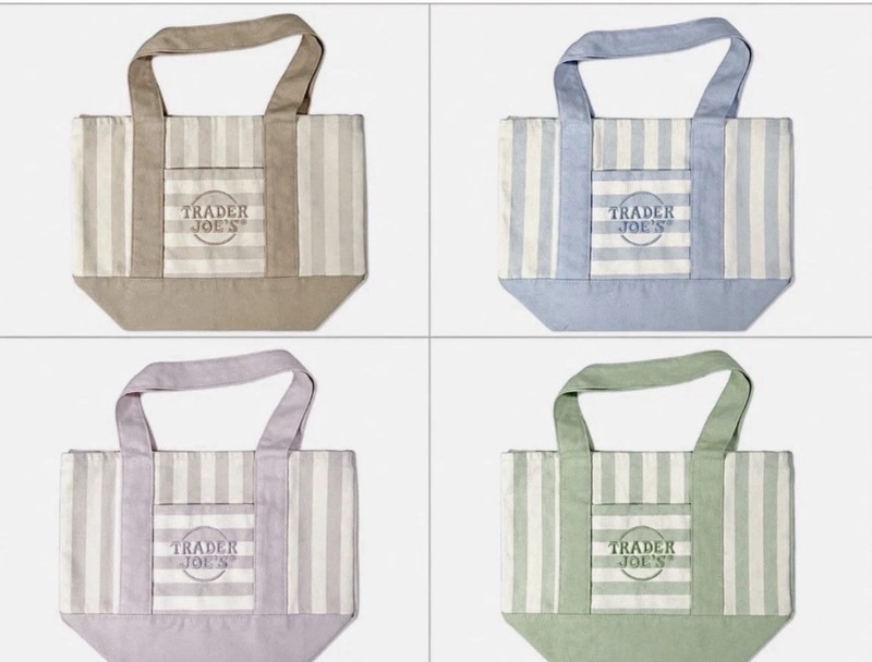 Trader Joes Mini Striped Canvas Tote NWT, Set Of 4. Limited Edition