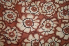 Vtg 2.36 yds Retro Cotton Fabric Calico Floral brown Quilt Craft 42" x 85" btp