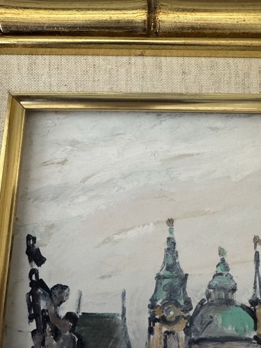Original Painting Charles Bridge Tower Prague Gold Framed Wall Art - Picture 4 of 17