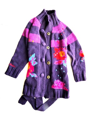 Catimini Urban Global Strickjacke / Cardigan Violet Floral Size 6A (116)