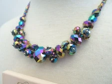 KIRKS FOLLY CHOKER NECKLACE RAINBOW AB CRYSTAL PRISM DELIGHT 17.5" LENGTH #35
