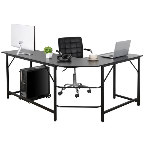  66" L-Shaped Desk Computer Gaming Desk Laptop Table Corner Workstation Office - Picture 15 of 19