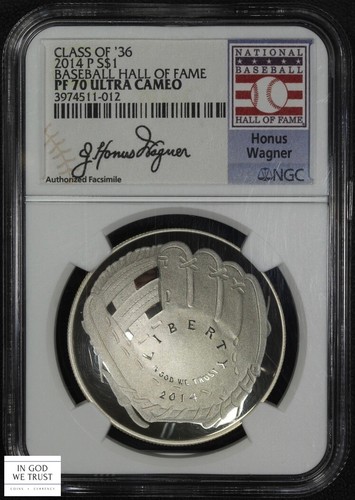 2014 P Proof Class '36 Wagner Baseball Hall of Fame Silver Dollar NGC PF 70 UC