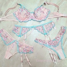 Victoria's Secret Dream Angels unlined bra set embroidery panties Cherry Blossom