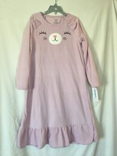 New Carter's Bear Fleece Long Sleeve Nightgown Nightshirt Girls Purple