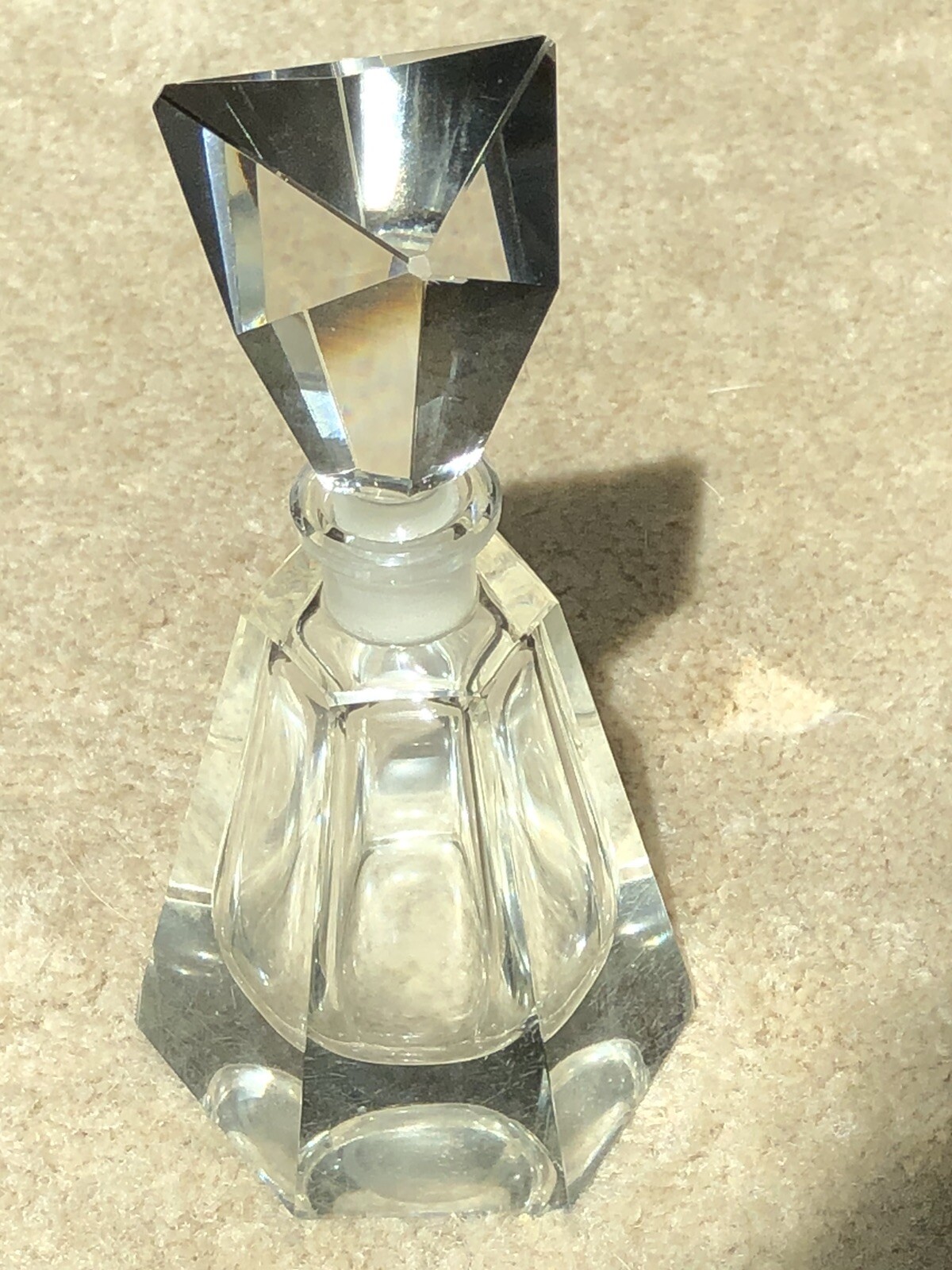 Antique Clear Crystal Perfume Bottle With Large Crystal Stopper eBay