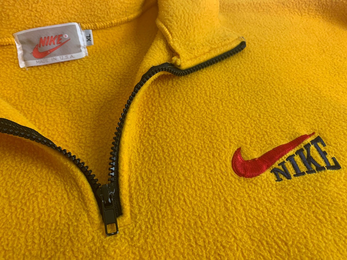 Vintage Nike Mustard Yellow 1/4 Zip Fleece Early 90's Men's