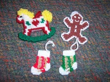 NEW HANDMADE NEEDLEPOINT Set of Four Christmas Ornaments