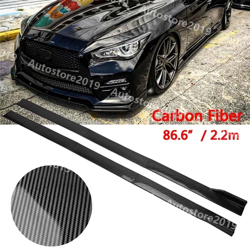 For INFINITI Q50 Q70 2014-2023 Carbon Fiber Side Skirt Rocker Chin Lip Splitter