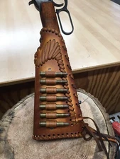 LEATHER GUN STOCK COVER/SHELL HOLDER Winchester Marlin Rossi Henry