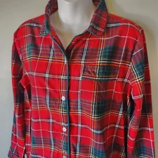 Women's 14-16 THE COMPANY STORE Nightgown Red Plaid Nightshirt Pajama PJs Large