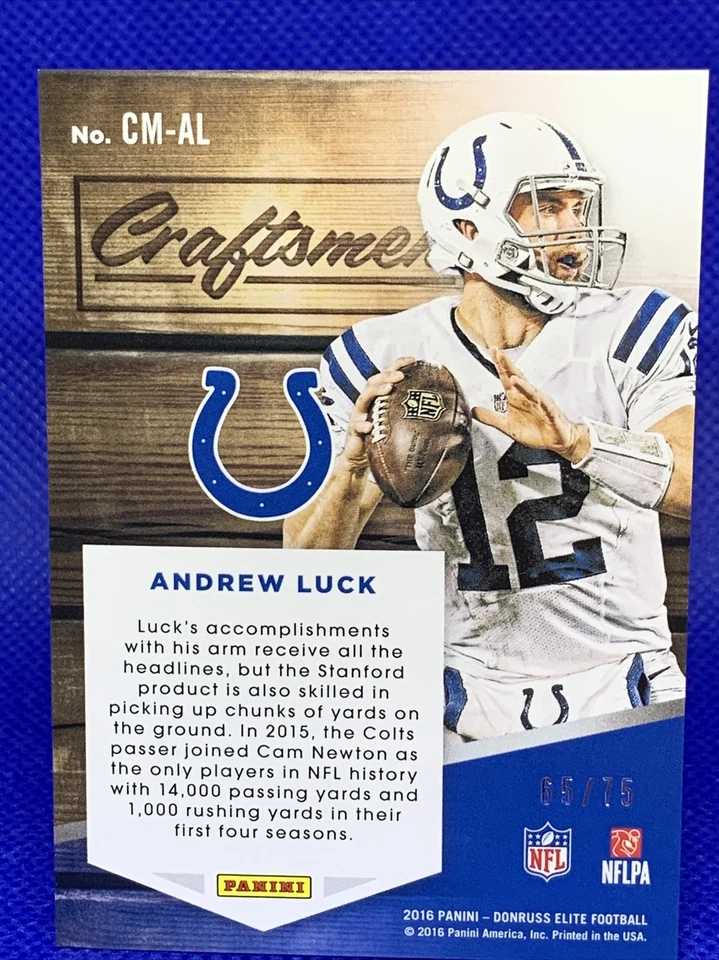 2016 Donruss Elite Craftsmen Red /75 Andrew Luck - Image 2 of 2