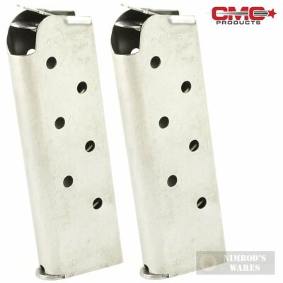 TWO CMC 1911 Officer .45 ACP 7-Round MAGAZINES Match Grade 14120 M-MG-45CP7