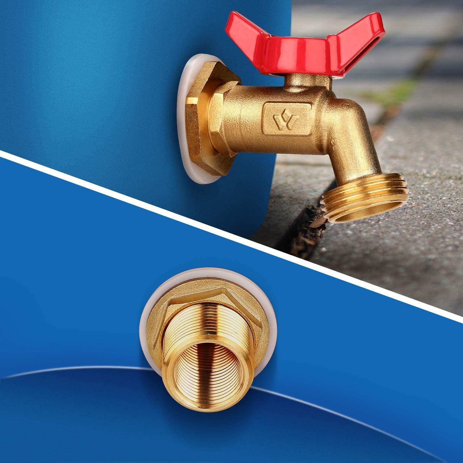 Brass Rain Barrel Spigot Quarter Turn Ball Valve Spigot with Bulkhead Fitting