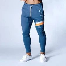 Pantalones De Algodón Largo Moda Deportivo Para Hombre Chándal Culturismo Casual