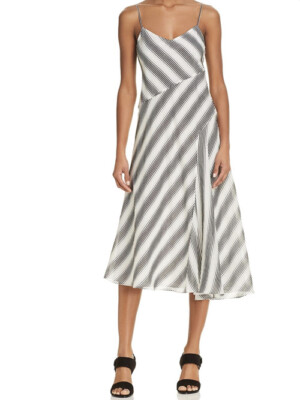 Theory Cotton Silk White Black Asymmetrical Sleeveless Maxi MIDI Dress 10 L  | eBay