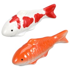 2Pcs Fish Decor Decorative Fish Ceramic Floating Fish Outdoor Crafts Statues New
