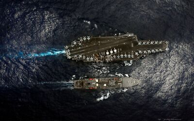 Aircraft carrier warship ship aerial view sea Custom Gaming Mat Desk 3133
