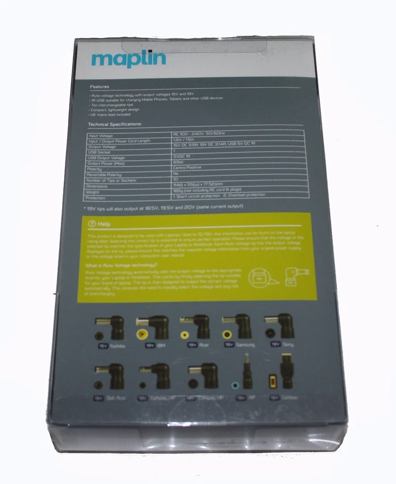 Maplin Ultra Slim 65W Universal Power Supply WITH USB & 10 Tips - RRP=£44.99 - Image 2 of 2
