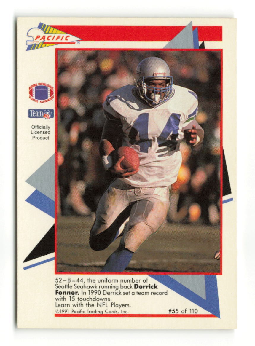 1991 PACIFIC FLASH CARDS #55 DERRICK FENNER SEAHAWKS
