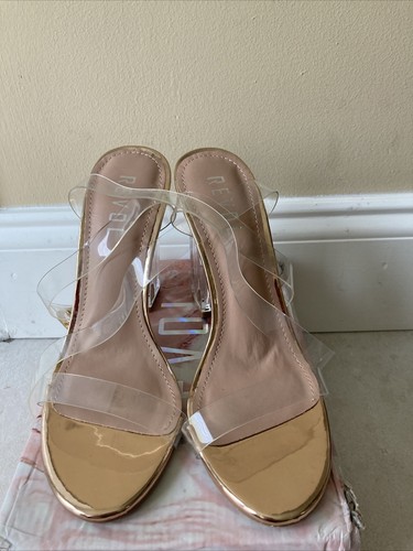 Revolv Clear Block High Heel Sandals Rose Gold Size 5.5 | eBay