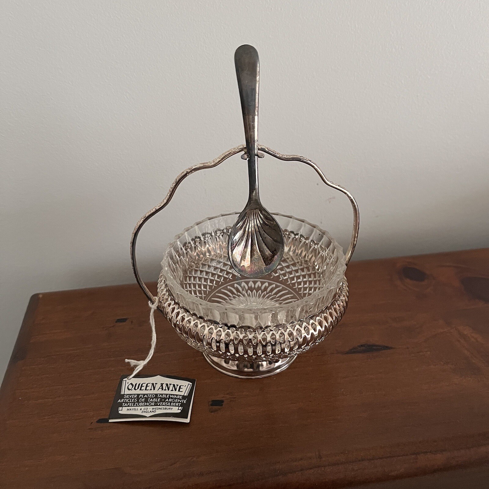 Queen Anne Silverplate Sugar Bowl and spoon by Mayell & Co Wednesbury