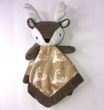 Levtex Baby Deer Plush Lovey Security Blanket Buck Antlers Reindeer Brown Tan