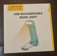 Glocusent Blue USB Rechargeable Book Light Reading in Bed Portable Clip-on LED