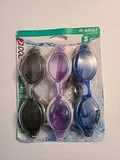 Dolfino Swim Goggles 3 Pack Smoke/Plum/Royal Blue Adult Swimming Goggles x 3