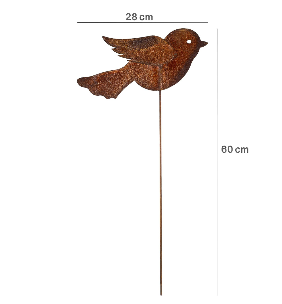 Gartenstecker Habicht Aus Edelrost – Ca. 34 Cm Hoch, Mit 70 Cm Eisenstab, Made In Germany