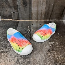 Native Jefferson Sugarlite Rainbow Tie Dye Print Pastel Waterproof Kids 7 7C