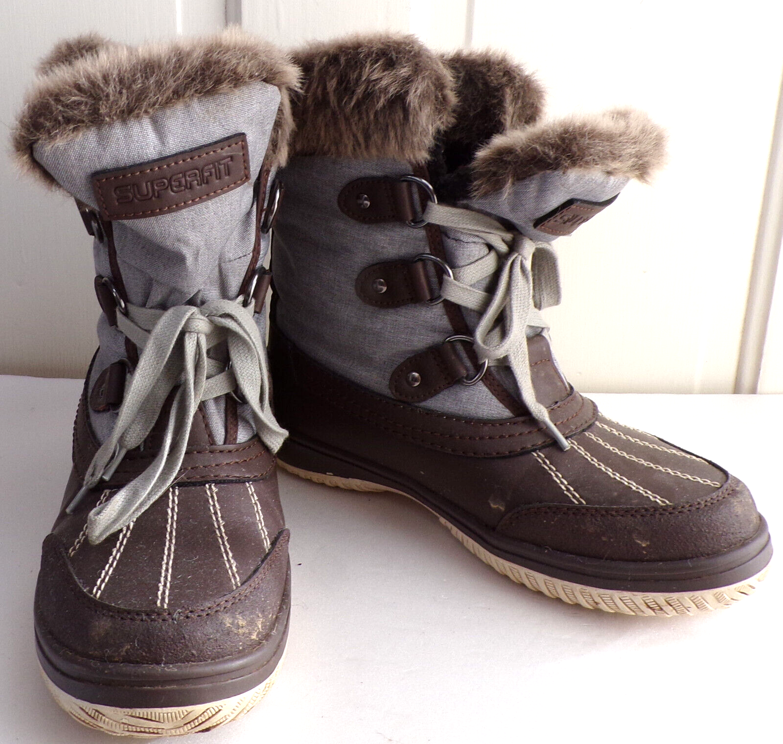 Womenu0026#039;s Superfit Canada Waterproof Borwn Lace Up Winter Boots Size 8 |  eBay