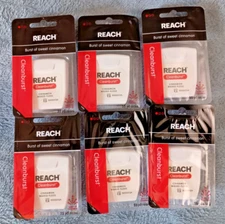 6 PACK Reach Waxed Dental Floss Cleanburst Cinnamon 55 Yards each pack