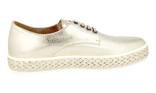 Zapatillas alpargatas MIU MIU by PRADA - 5E535A Pyrit Gold NUEVO - Imagen 6 de 11