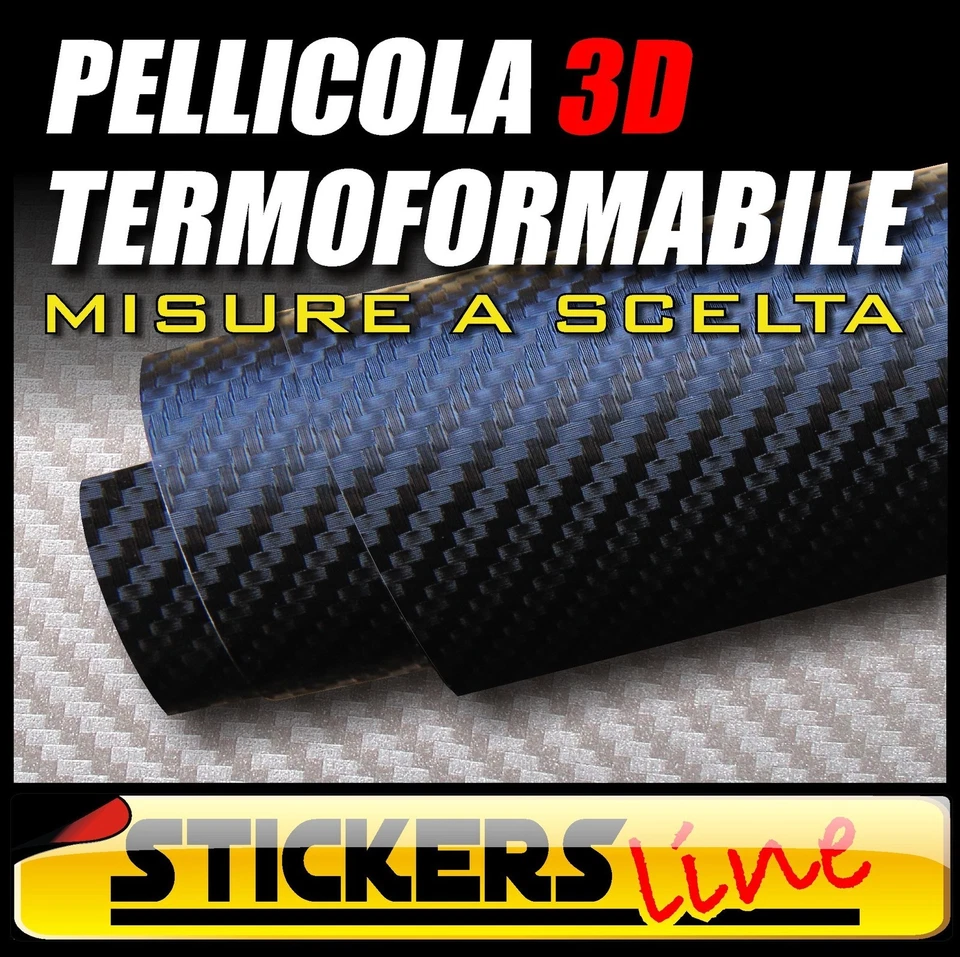 Pellicola adesiva carbonio NERO 3D car wrapping auto moto carbonio antigraffio